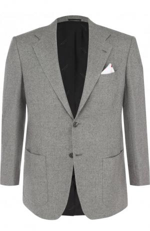 Однобортный кашемировый пиджак Kiton. Цвет: светло-серый