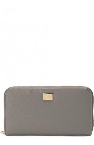 Кожаное портмоне с тиснением Dauphine Dolce & Gabbana. Цвет: серый