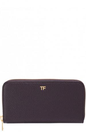 Кожаное портмоне на молнии Tom Ford. Цвет: бордовый