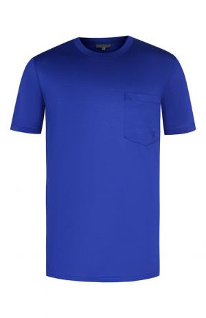 Хлопковая футболка с круглым вырезом Lanvin. Цвет: голубой