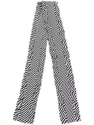 Полосатый шарф с рюшами по краям Magda Butrym. Цвет: белый