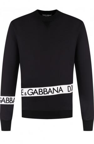 Хлопковый свитшот с принтом Dolce & Gabbana. Цвет: черный