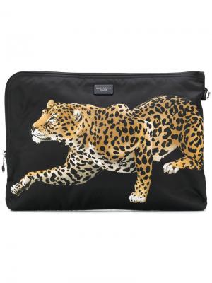 Сумка с принтом леопарда Dolce & Gabbana. Цвет: чёрный
