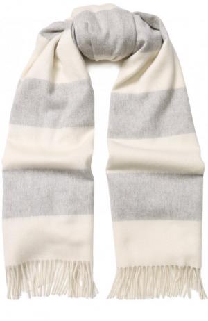 Кашемировый шарф с бахромой Ralph Lauren. Цвет: светло-серый