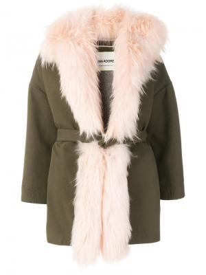 Пальто с поясом Ava Adore. Цвет: зелёный