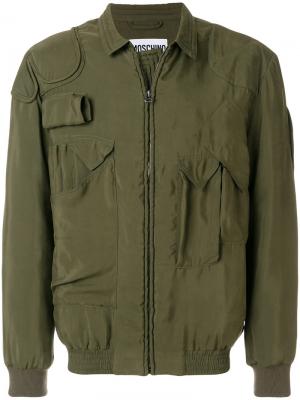 Легкая куртка с накладными карманами Moschino. Цвет: зелёный