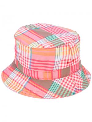 Клетчатая шляпа-ведро Thom Browne. Цвет: розовый и фиолетовый