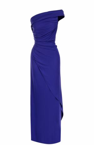 Платье-макси с драпировкой и высоким разрезом Emilio Pucci. Цвет: темно-синий
