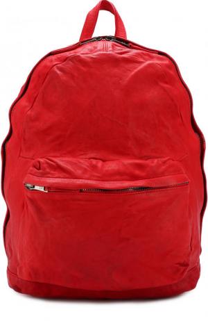 Кожаный рюкзак с внешним карманом на молнии Giorgio Brato. Цвет: красный