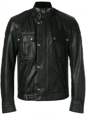 Приталенная байкерская куртка Belstaff. Цвет: чёрный