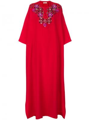 Декорированное длинное платье Emilio Pucci. Цвет: красный