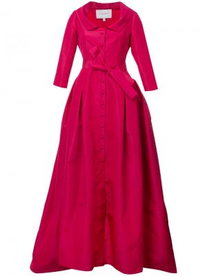 Вечернее платье с V-образным вырезом Carolina Herrera. Цвет: розовый и фиолетовый