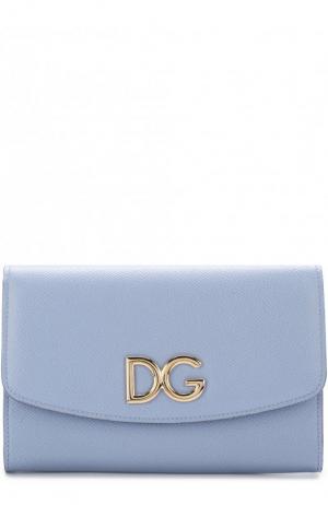 Кожаный клатч на цепочке Dolce & Gabbana. Цвет: голубой