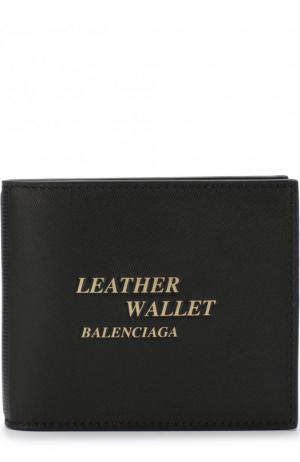 Кожаное портмоне с отделениями для кредитных карт Balenciaga. Цвет: черный