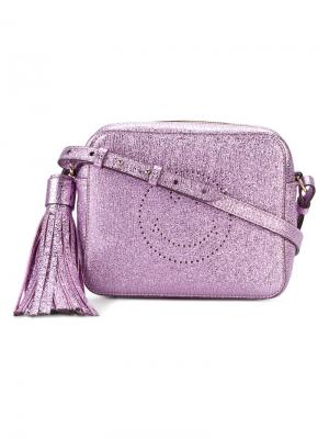 Металлизированная сумка через плечо Smiley Anya Hindmarch. Цвет: розовый и фиолетовый