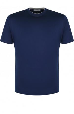 Хлопковая футболка с круглым вырезом Cortigiani. Цвет: синий