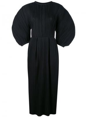 Плиссированное платье с пышными рукавами Jil Sander. Цвет: чёрный