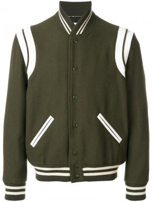 Классическая укороченная куртка Saint Laurent. Цвет: зелёный