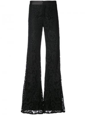 Расклешенные брюки с кружевной вышивкой Alexis. Цвет: чёрный