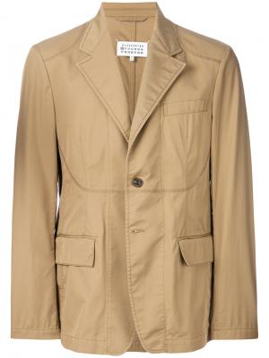 Классический приталенный пиджак Maison Margiela. Цвет: коричневый