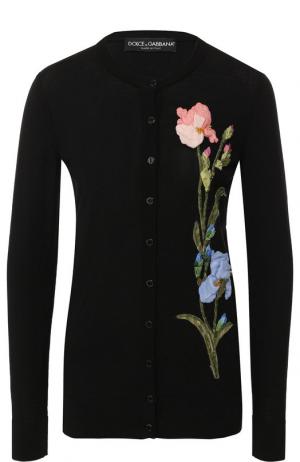 Шерстяной кардиган с декоративной отделкой Dolce & Gabbana. Цвет: черный