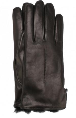 Кожаные перчатки с меховой подкладкой Sermoneta Gloves. Цвет: черный