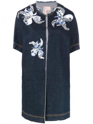 Джинсовая куртка с заплатками в виде цветков Antonio Marras. Цвет: синий