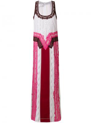 Вечернее платье с кружевной вставкой Valentino. Цвет: розовый и фиолетовый