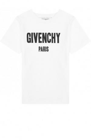 Хлопковая футболка с логотипом бренда Givenchy. Цвет: белый