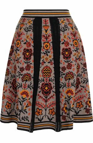Хлопковая мини-юбка с принтом и широким поясом M Missoni. Цвет: разноцветный