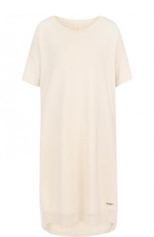 Однотонное шерстяное платье свободного кроя Yohji Yamamoto. Цвет: белый
