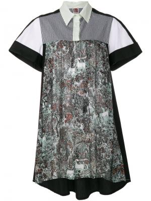 Асимметричное платье-рубашка с принтом  IM Isola Marras I'M. Цвет: чёрный
