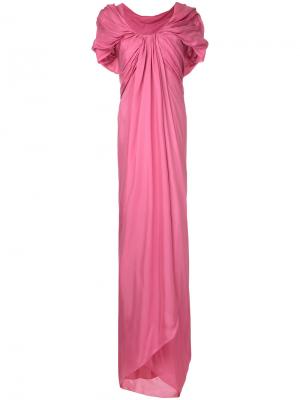 Длинное платье с драпировкой Paule Ka. Цвет: розовый и фиолетовый