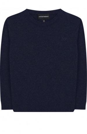 Хлопковый пуловер Emporio Armani. Цвет: синий