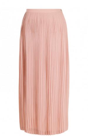 Плиссированная юбка-миди из шерсти Loro Piana. Цвет: розовый