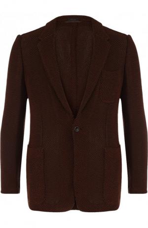 Однобортный хлопковый пиджак Zegna Couture. Цвет: темно-коричневый