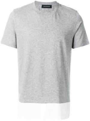 Двухцветная футболка Kris Van Assche. Цвет: серый