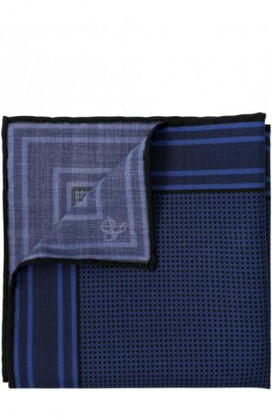 Шелковый платок с узором Canali. Цвет: темно-синий