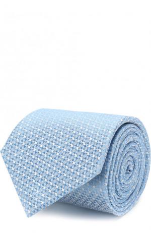 Шелковый галстук с узором Canali. Цвет: голубой