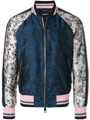 Куртка-бомбер с цветочным принтом Dolce & Gabbana. Цвет: синий