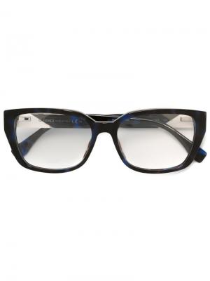 Очки с квадратной оправой Fendi Eyewear. Цвет: синий