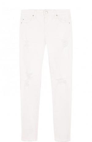 Укороченные джинсы-скинни с потертостями Iro. Цвет: белый