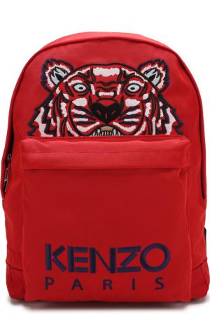 Текстильный рюкзак с контрастной вышивкой Kenzo. Цвет: красный