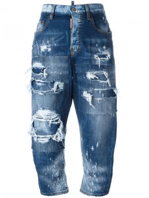 Лоскутные джинсы Kawaii с рваными деталями Dsquared2. Цвет: синий
