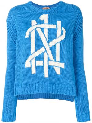 Logo motif knitted jumper Nº21. Цвет: синий