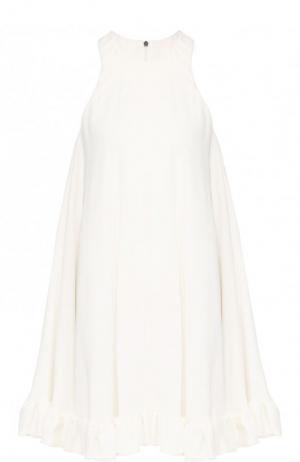 Мини-платье из вискозы свободного кроя MSGM. Цвет: белый