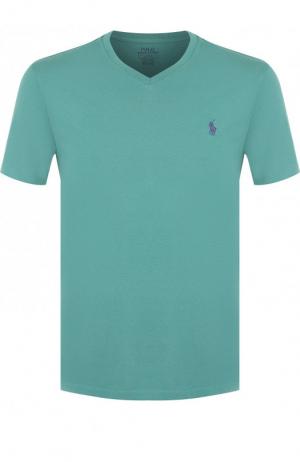 Хлопковая футболка с V-образным вырезом Polo Ralph Lauren. Цвет: зеленый