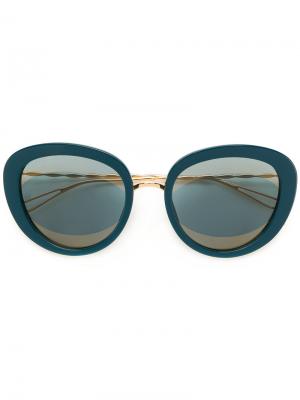 Солнцезащитные очки в объемной оправе Elie Saab. Цвет: синий