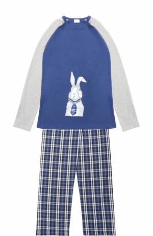 Хлопковая пижама с принтом La Perla. Цвет: синий