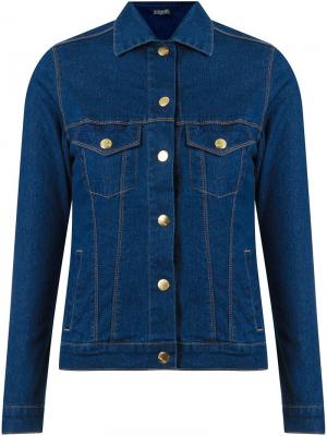 Классическая джинсовая куртка с воротником-поло Amapô. Цвет: синий